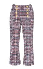 Balmain Button-detailed High-waisted Cropped Tweed Pants