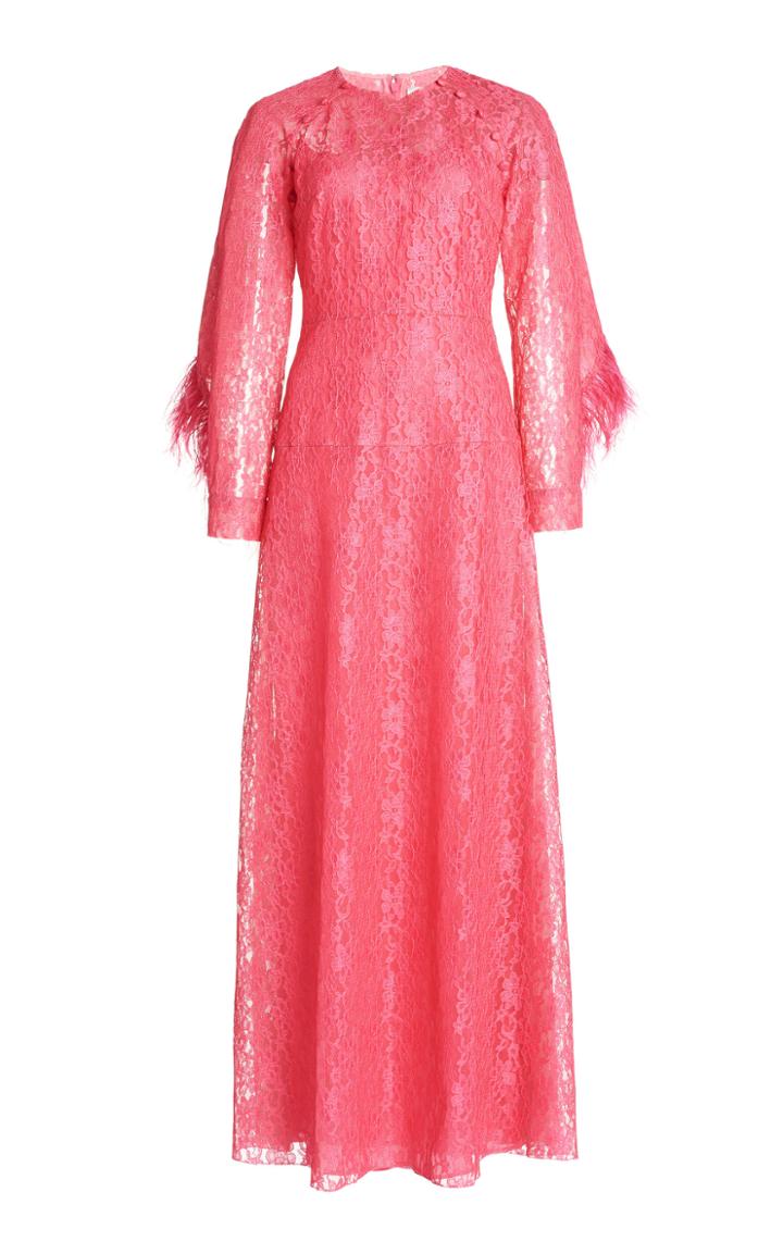 Moda Operandi Huishan Zhang Ludmilla Feathered Lace Dress