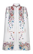 Roberto Cavalli Floral Embroidered Tweed Cape
