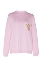 Delpozo Floral-embroidered Wool-silk Sweater