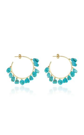 Charms Company Fallen Sky Turquoise 14k Yellow Gold Hoop Earrings
