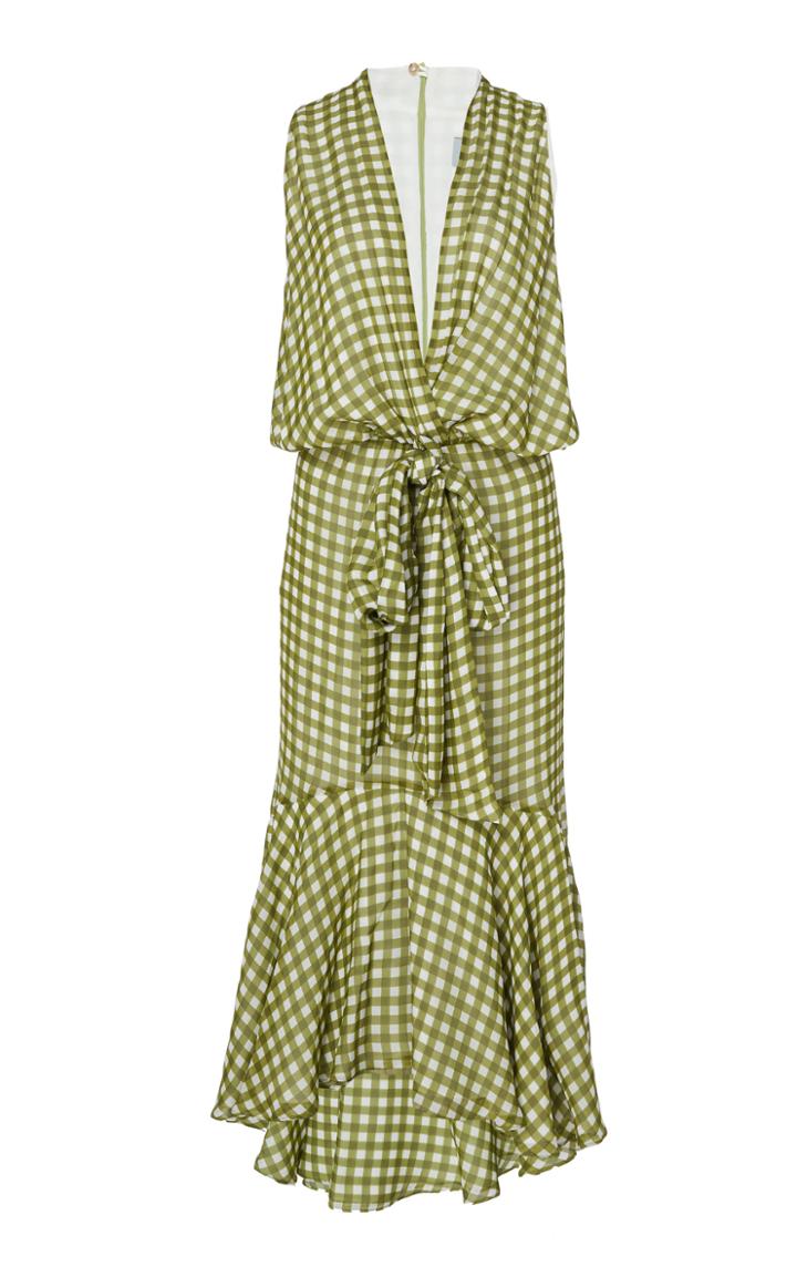Silvia Tcherassi Gina Tie-front Gingham Chiffon Midi Dress