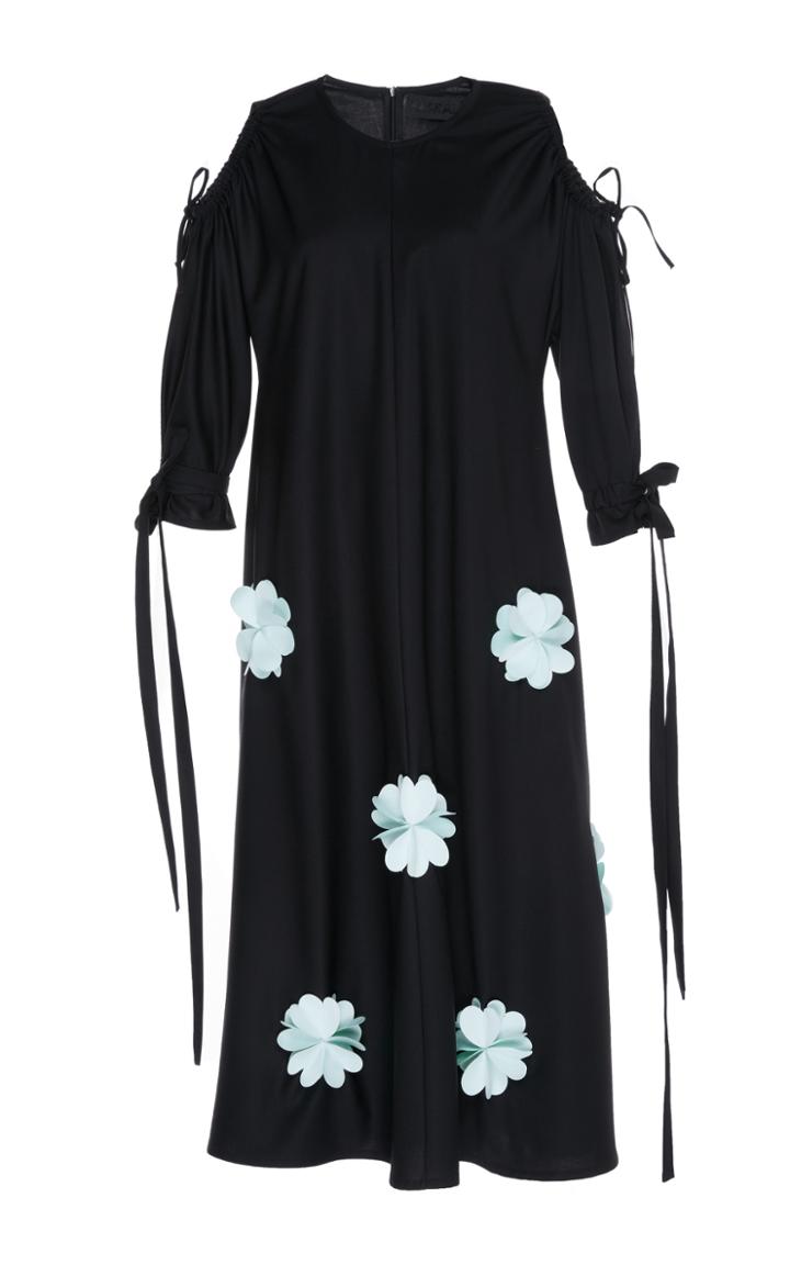 Paskal Cut Out Shoulder Dress With 3d Floral Applique