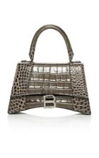Balenciaga Hourglass Embellished Croc-effect Leather Top Handle Bag