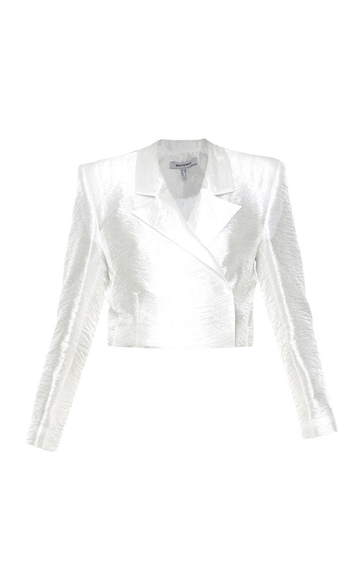 Moda Operandi Mach & Mach Crinkled Silk Cropped Blazer