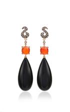 Alasia Twin Set Earrings With Jet And Cornelian