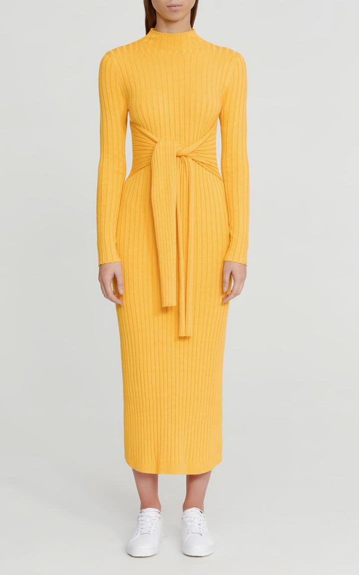 Moda Operandi Significant Other Ariana Belted Ribbed-knit Midi Dress