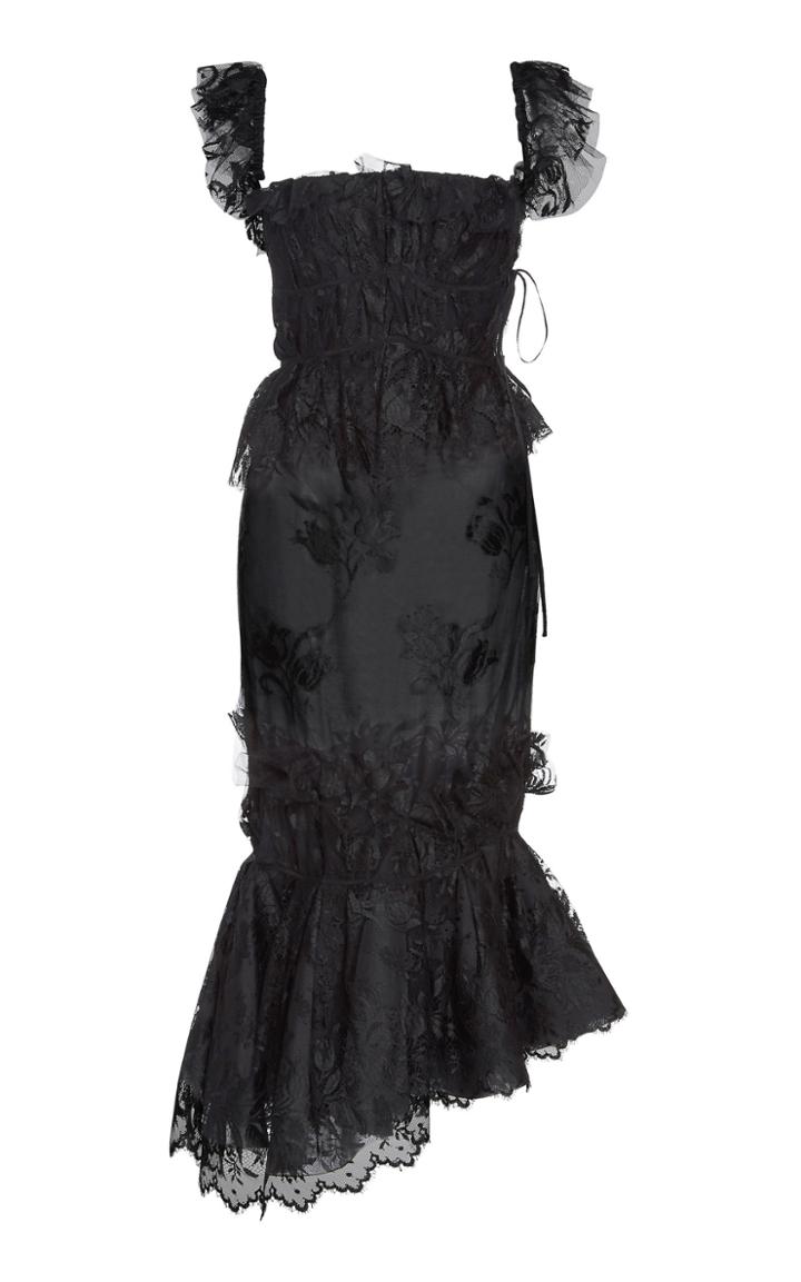 Brock Collection Piermaria Ruffle Asymmetric Embroidered Dress