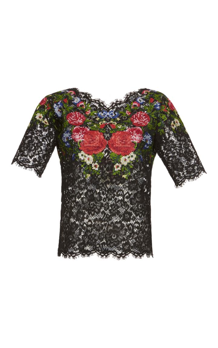 Dolce & Gabbana Short Sleeve Lace Top