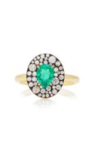 Jemma Wynne 18k Yellow Gold Ring With Emerald And Diamond Pave