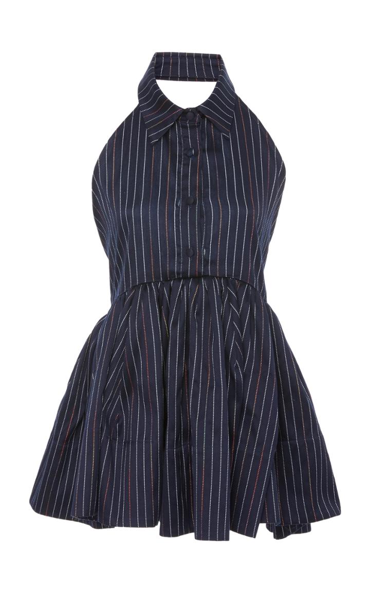 Rosie Assoulin Open-back Peplum Cotton-poplin Mini Dress
