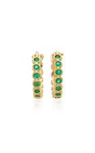 Octavia Elizabeth Chloe 18k Gold Emerald Hoop Earrings