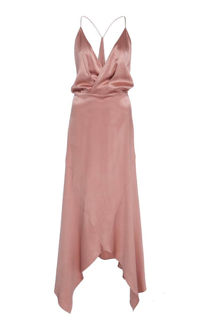 Cushnie Draped Racerback Silk Midi Dress