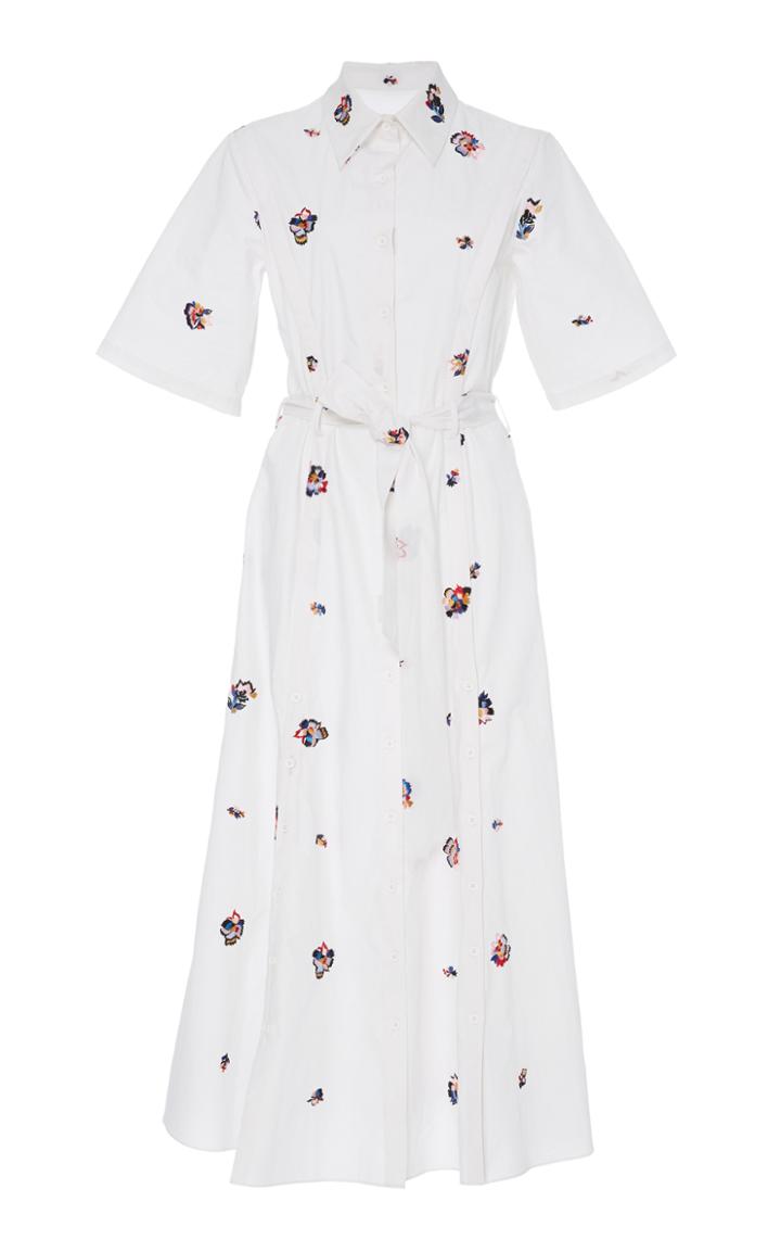 Prabal Gurung Short Sleeve Embroidered Shirt Dress