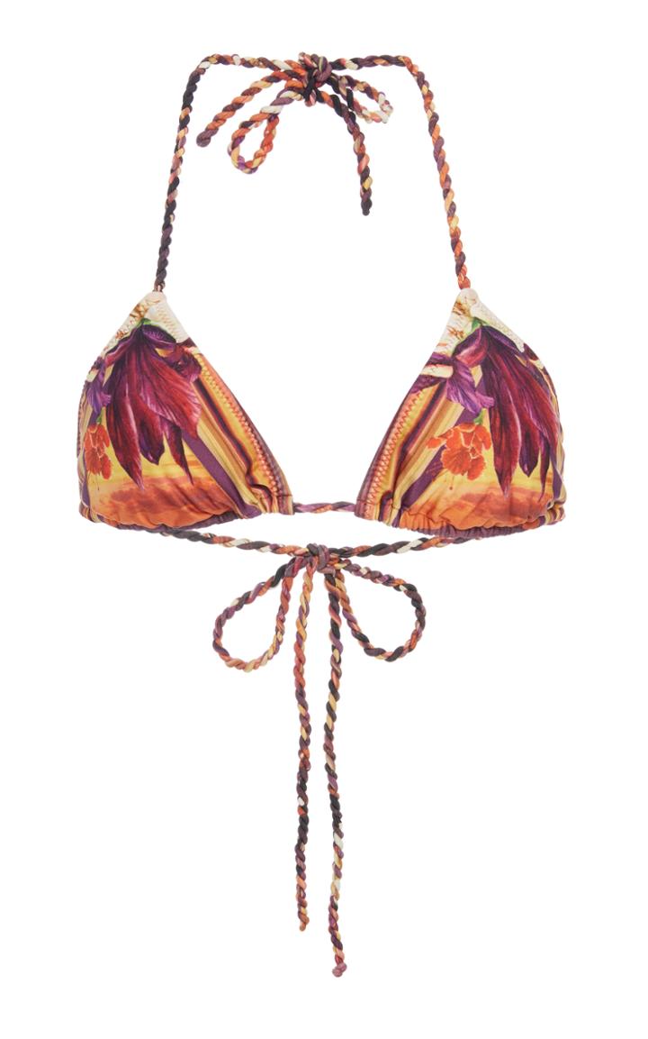 Agua De Coco Printed Triangle Bikini Top