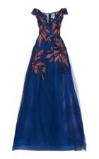 Pamella Roland Floral Off-the-shoulder Organza Gown