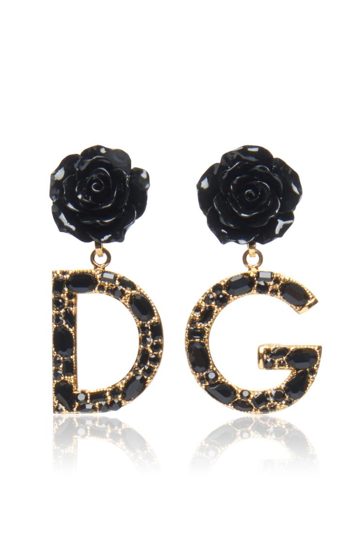 Dolce & Gabbana Dg Brass Crystal And Resin Earrings