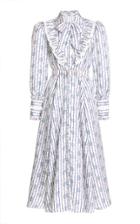 Moda Operandi Rodarte Belted Striped Silk-twill Dress