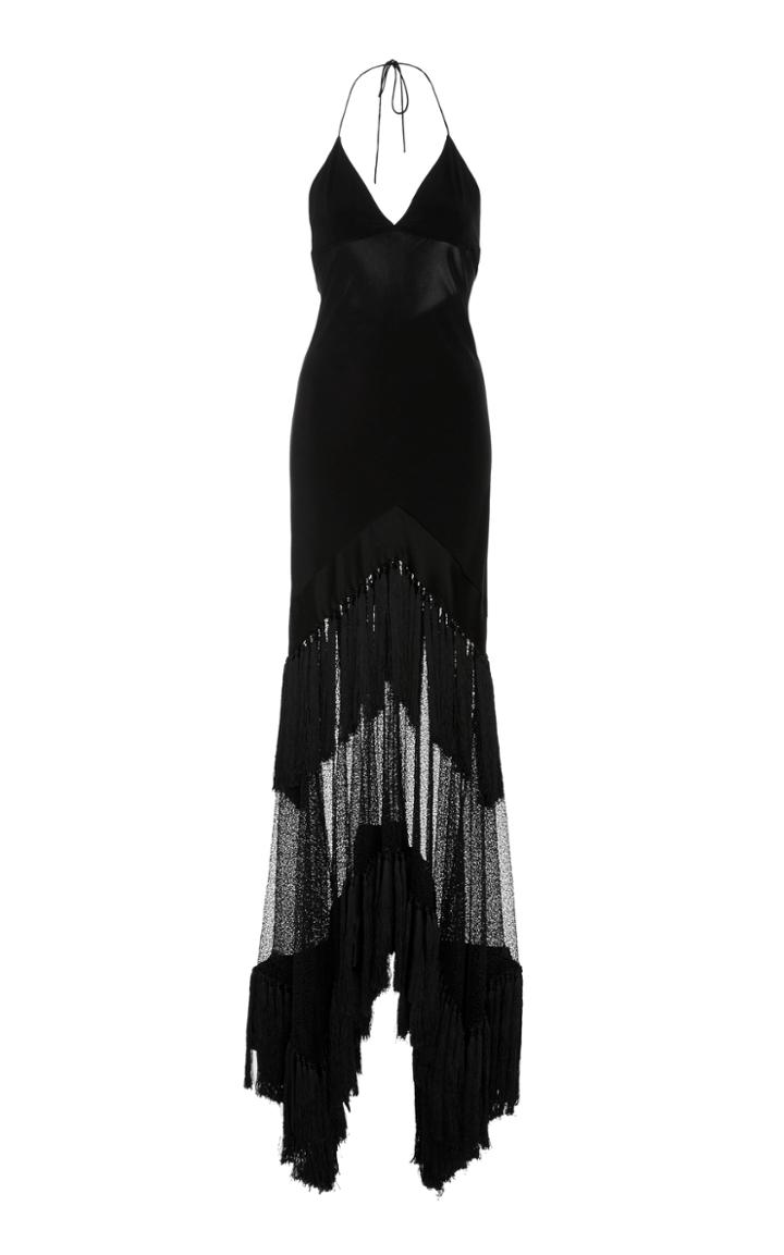 Diane Von Furstenberg Fringed Halter Gown