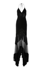 Diane Von Furstenberg Fringed Halter Gown