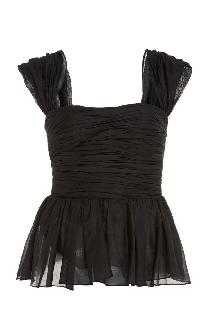 Brock Collection Ruched Cotton-blend Peplum Top Size: 0