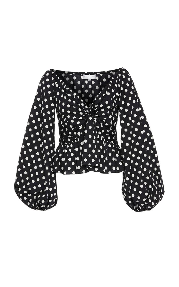 Caroline Constas Onira Polka Dot Cotton Top