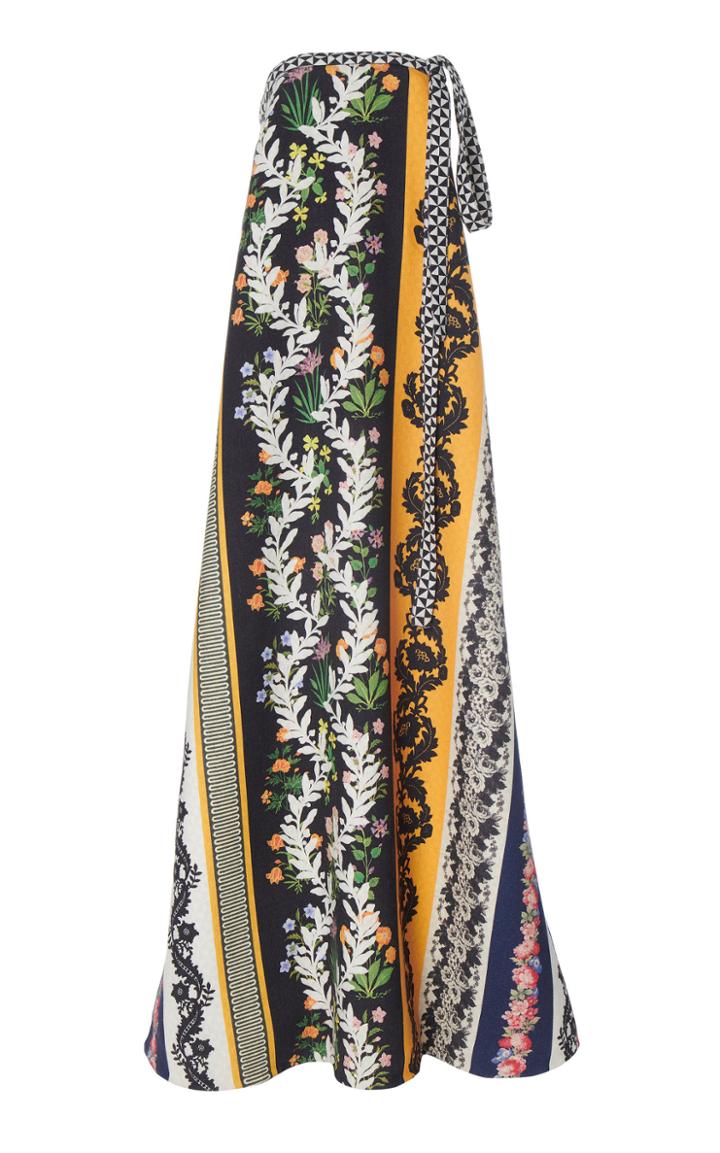 Oscar De La Renta Strapless Embroidered Drape Gown