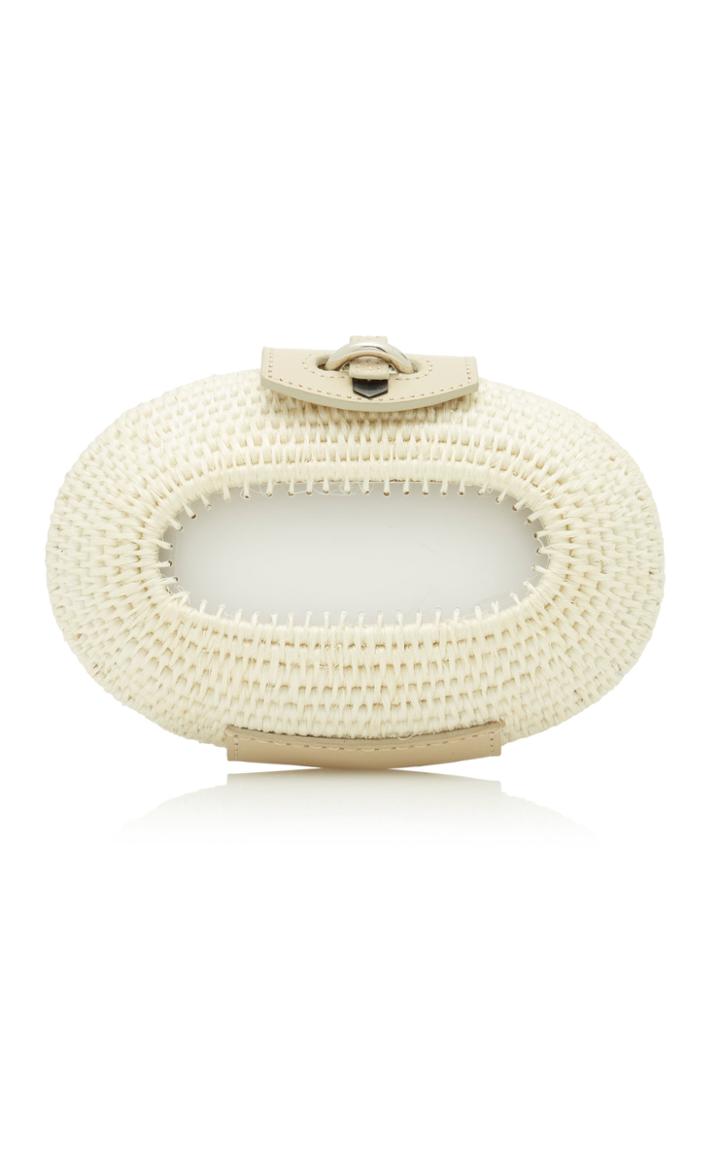 Khokho Lindi Leather-trimmed Straw Clutch