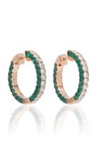 Shay 3 Sided Emerald And Diamond Hoops