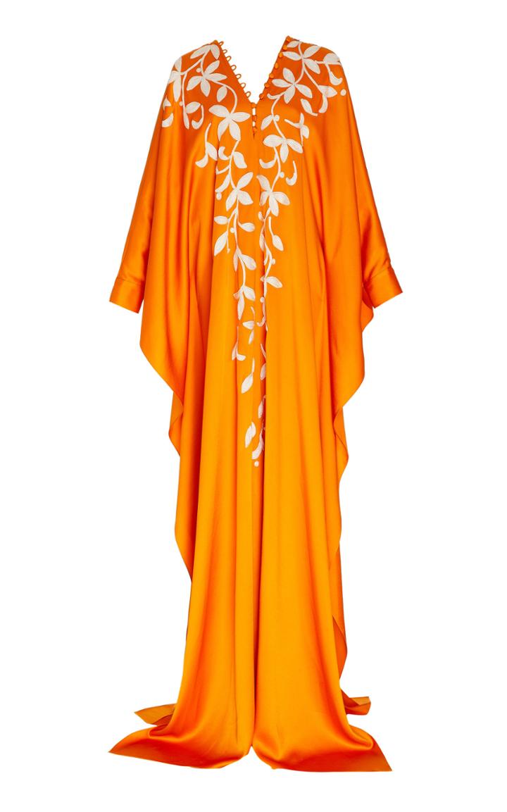 Moda Operandi Oscar De La Renta Embroidered Crepe-satin Caftan