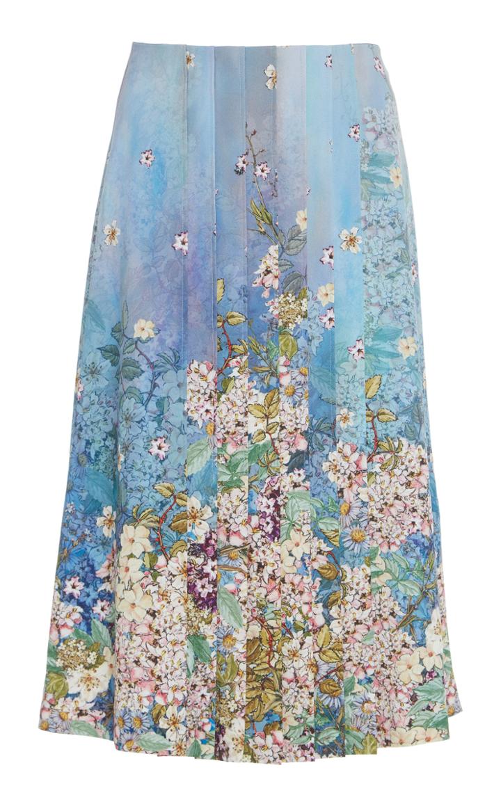 Luisa Beccaria Floral Print Chiffon Skirt