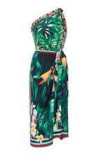 Dolce & Gabbana One-shoulder Printed Silk-blend Dress