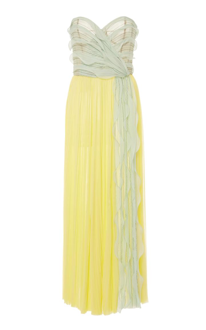 J. Mendel Flutter Bodice Tulle Gown