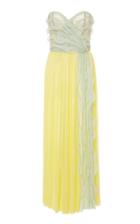 J. Mendel Flutter Bodice Tulle Gown