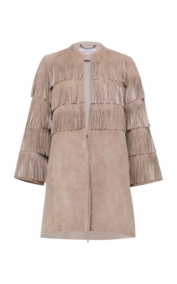 Moda Operandi Dorothee Schumacher Velour Softness Leather Fringed Jacket Size: 1