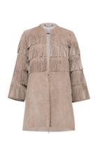 Moda Operandi Dorothee Schumacher Velour Softness Leather Fringed Jacket Size: 1