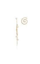 Donna Hourani Dew On Tendril Spiral 18k Gold Pearl Earrings