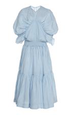 Moda Operandi By Efrain Mogollon Mantuana Cotton-linen Tiered Dress