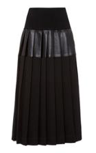 Peter Do Pleated Leather-paneled Midi Skirt Size: S
