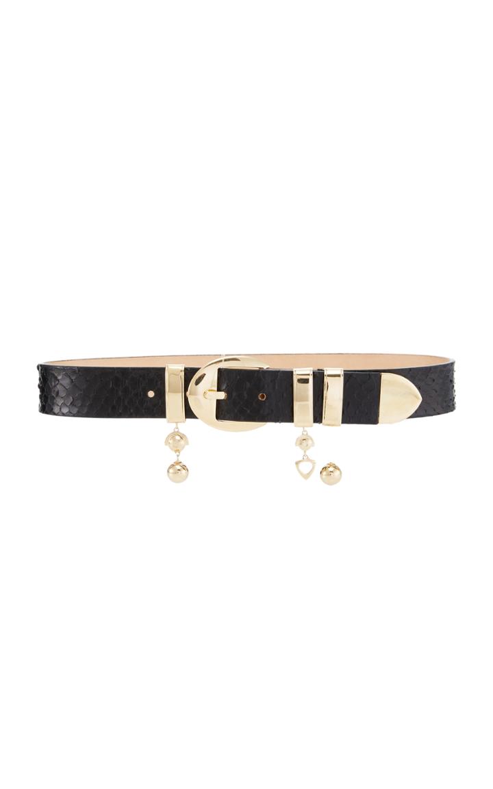 Elie Saab High Waist Leather Belt With Pendants