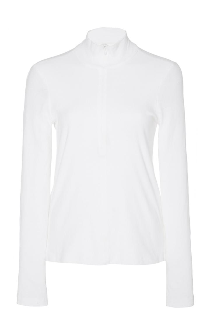 Rosetta Getty Long Sleeve Cotton Zip-up Turtleneck