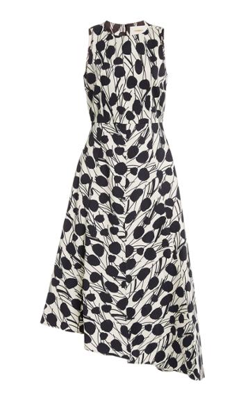 La Doublej Pina Asymmetric Cotton-blend Midi Dress