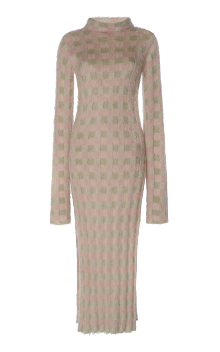 Jil Sander Checked Long Knit Mohair-blend Top