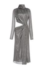 Prabal Gurung Metallic Cut Out Twist Silk Dress