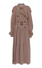 Moda Operandi Valentino Double-breasted Tiered Silk Trench Dress Size: 38