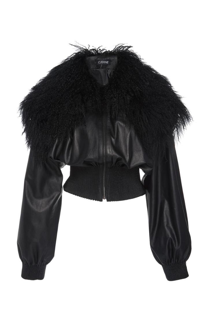 Cushnie Shearling-trimmed Leather Bomber Jacket