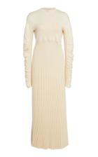 Cdric Charlier Pleated Cotton And Cashmere-blend Maxi Dress