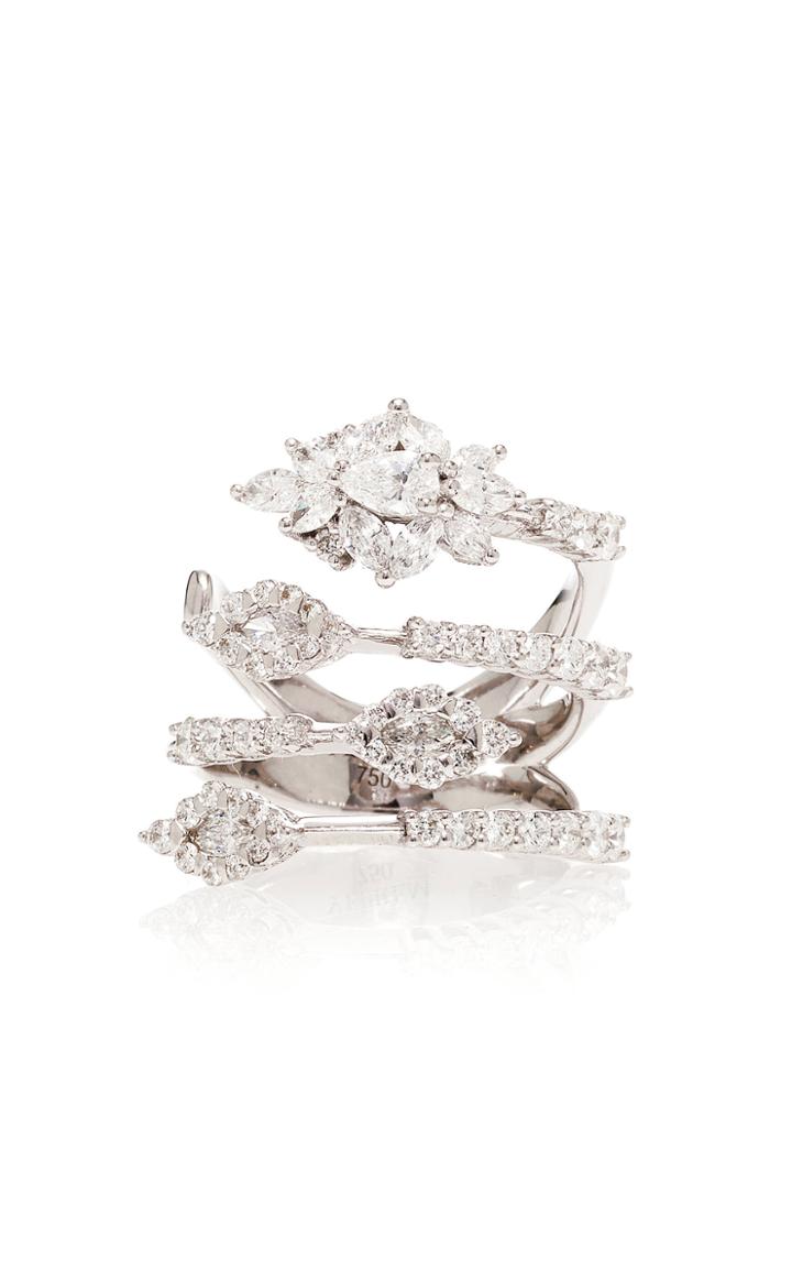 Yeprem Four-tier Wrap 18k White And Diamond Ring