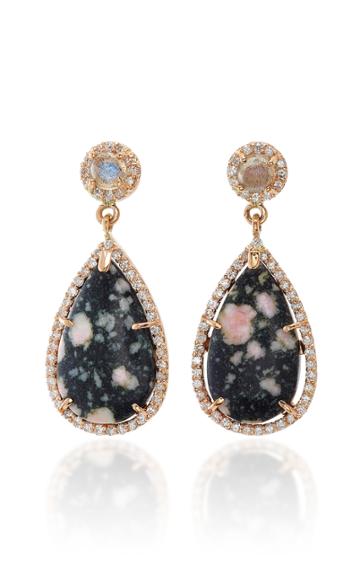 Eden Presley One-of-a-kind Dalmatian Agate Labradorite Diamond Earrings