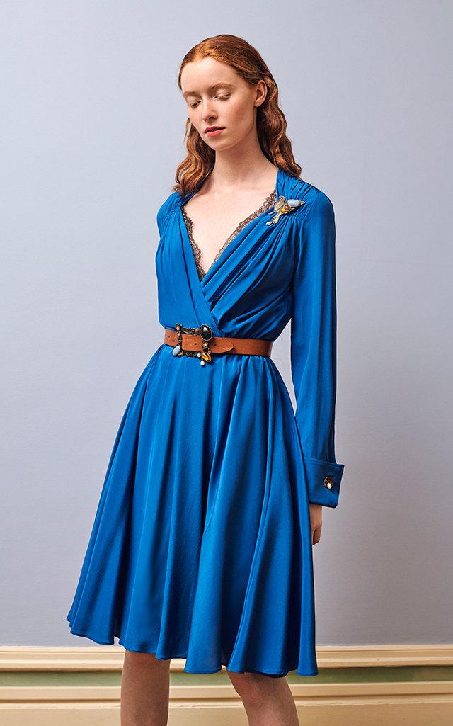 Alexandre Blanc Draped Cotton And Silk Dress